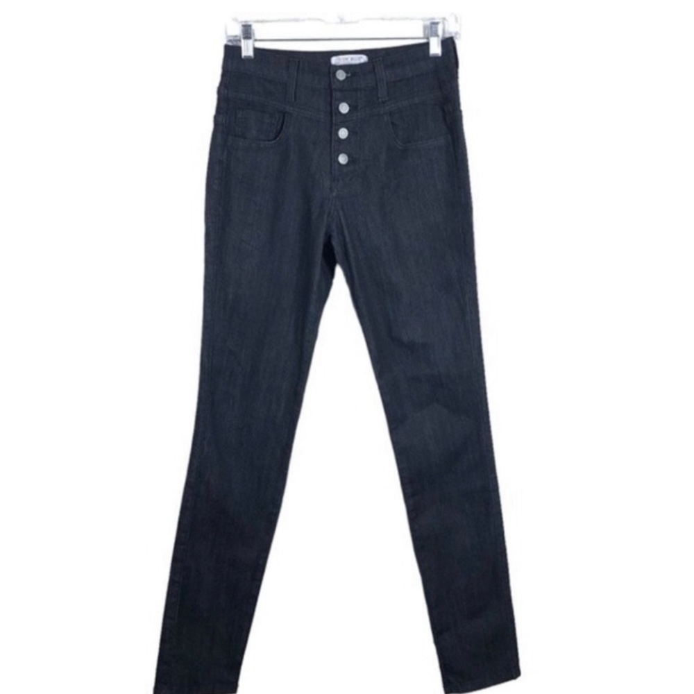 Judy Blue Exposed Button Fly Black Stretch Skinny Jeans High Rise 27 Style 8163